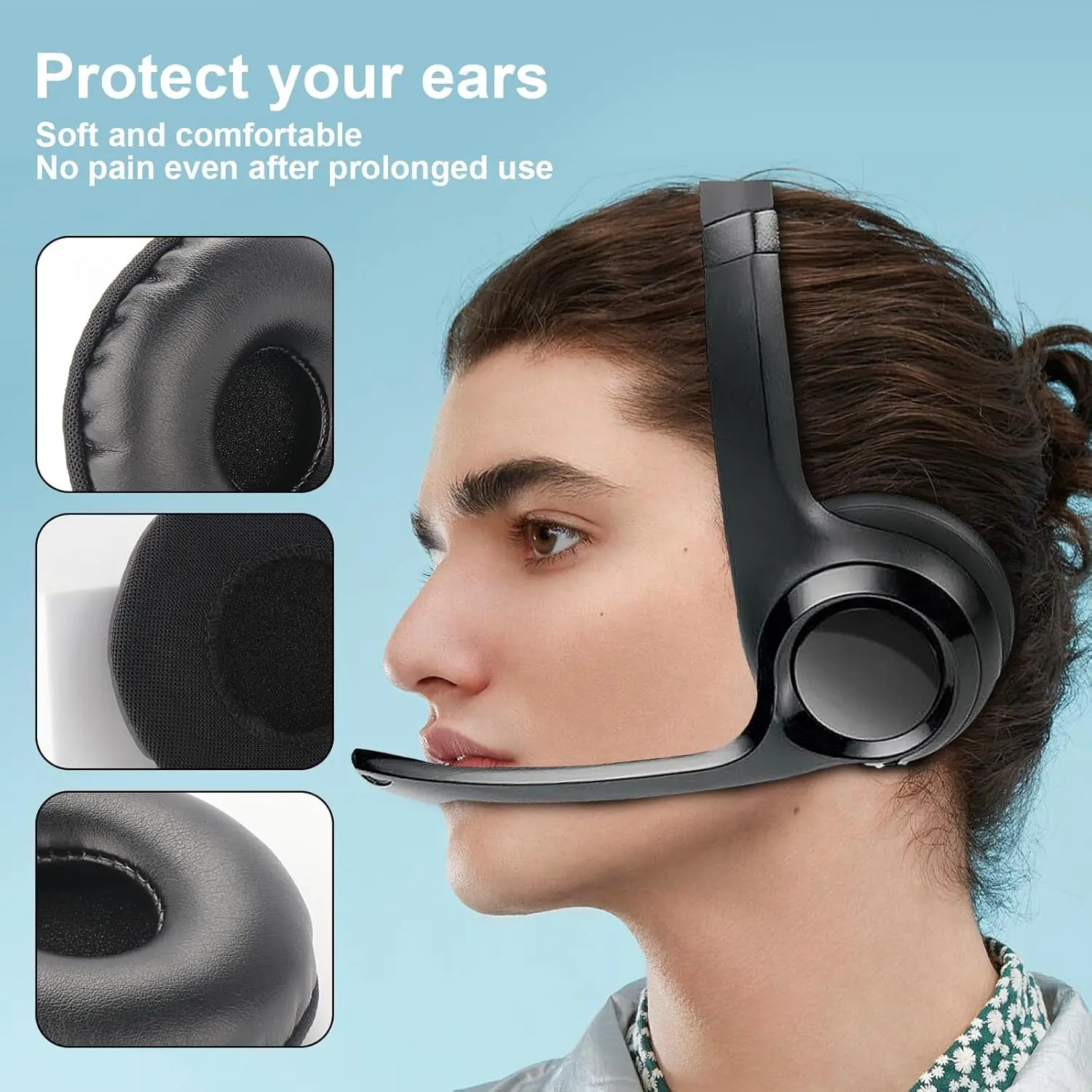 H600 Earpads Repalcement Ear Cushions for H390 H609 H600 H760 Wireless Headphones Ear Pads Protein Leather and Noise Isolation
