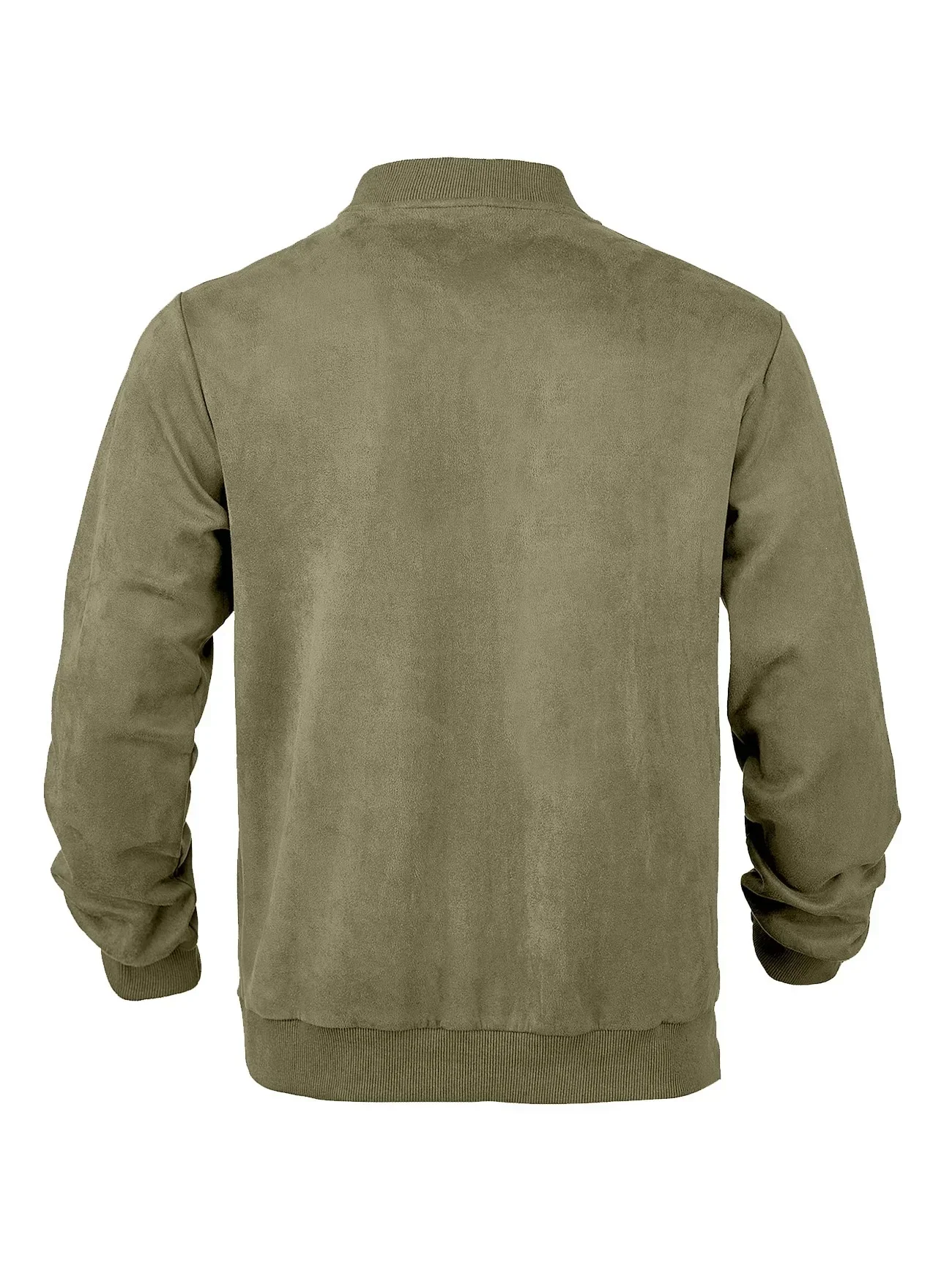Herren-Wildlederjacke mit durchgehendem Reißverschluss, Stehkragen, lässig, langärmelig, einfarbig, leichte Streetwear-Oberbekleidung – Detail 13