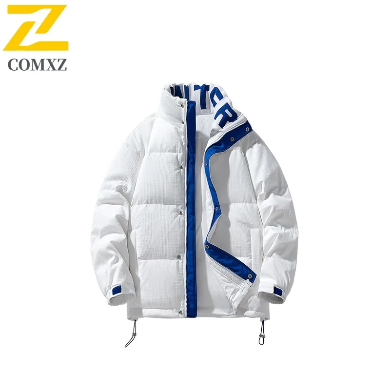 COMXZ Men Bread Jacket 2025 Lightweight Top Street Ski Casual Cold-Resistant Hiking Puffer Jacket Simple Snow Winter Jackets