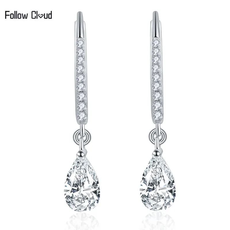 

Follow Cloud 5*8mm Pear Cut 2ct Sparkling Diamond Moissanite Hoop Water Drop Earring for Women 925 Sterling Silver Fine Jewelry