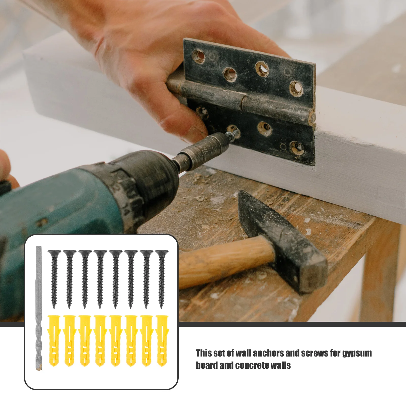 

1Set Wall Anchor Concrete Screws Anchors Fixing Tool Drywall Nail Plaster Board Anchors Concrete Screws and Drill Bit