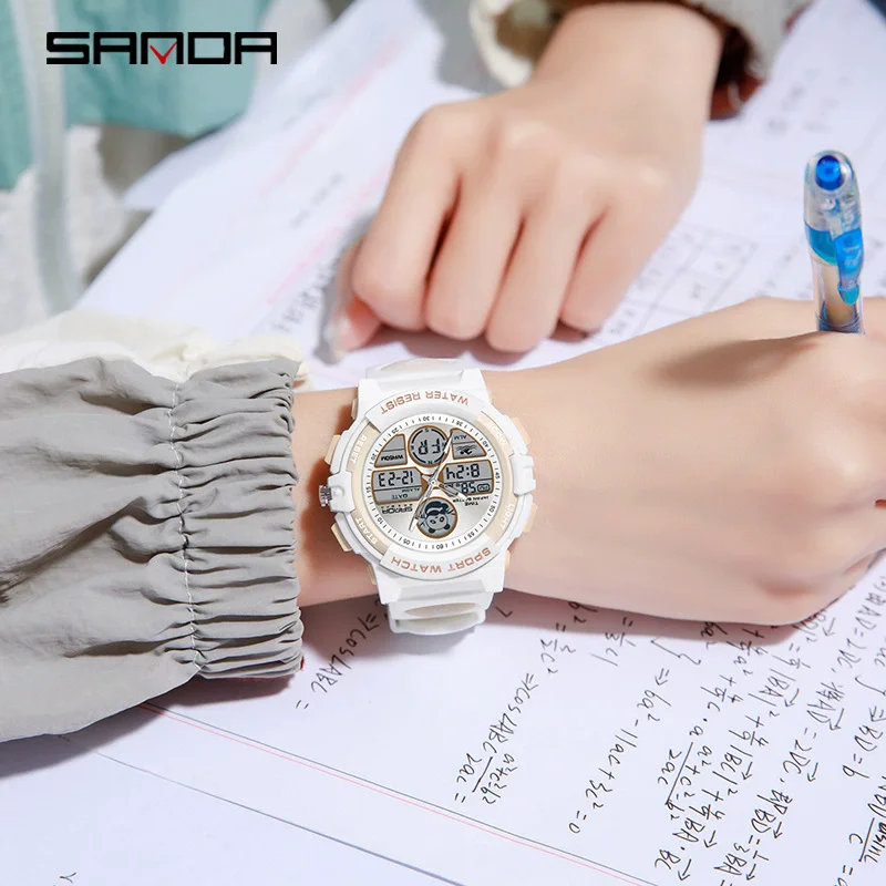 Sanda 6135 العصرية رائجة البيع نموذج جديد للرجال silinمخروط حزام الحركة الرقمية وضع الرياضة إنذار ساعة اليد الإلكترونية