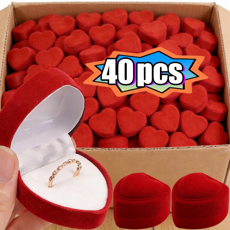 

Подарочная коробка для ювелирных украшений elvet, футляр для обручальных колец и серег в форме сердца для помолвки, предложения руки и сердца, годовщины