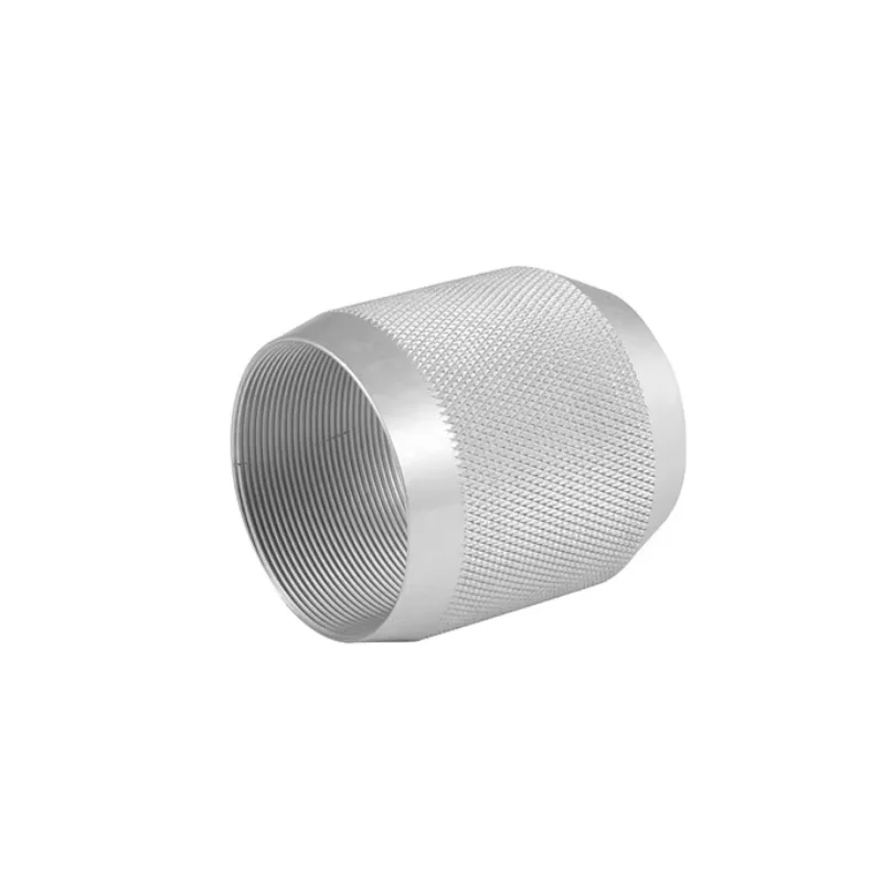 Customized production of CNC machined anodized aluminum alloy knurled female thread sleeve