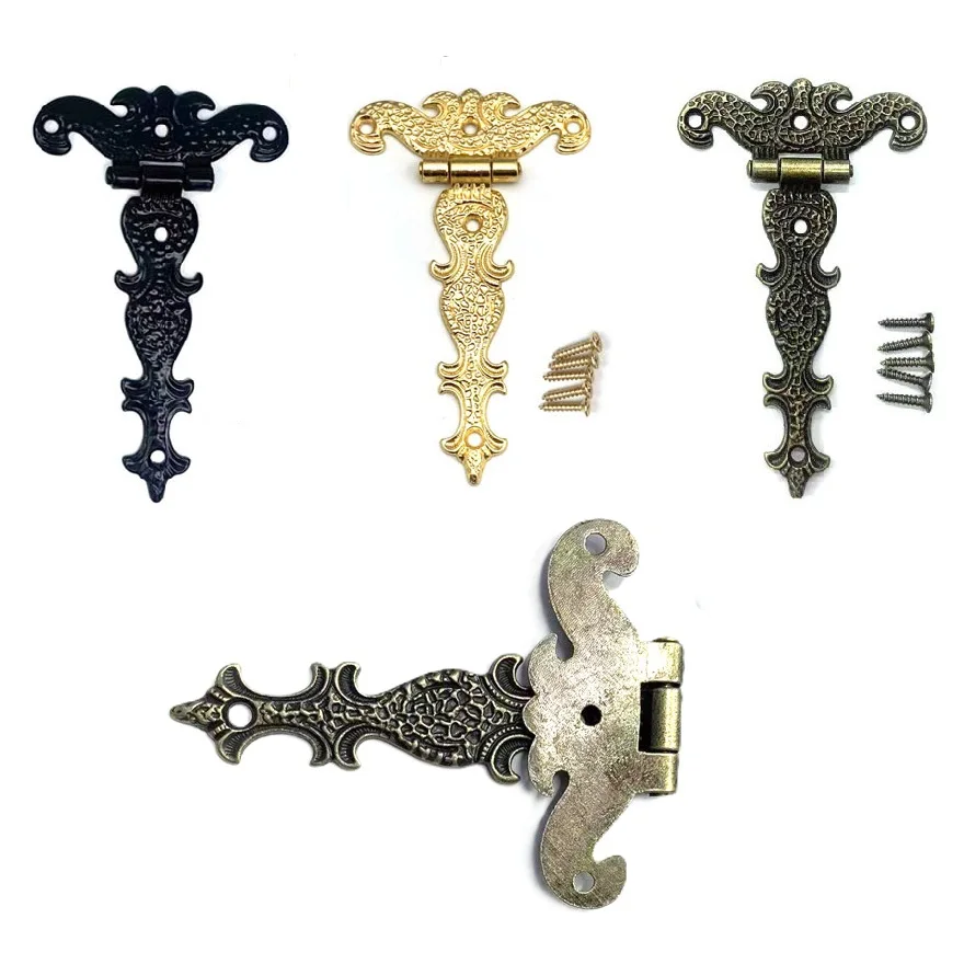 10Pc Zinc Antique T-Strap Hinge With Screws For Box Cabinet Window