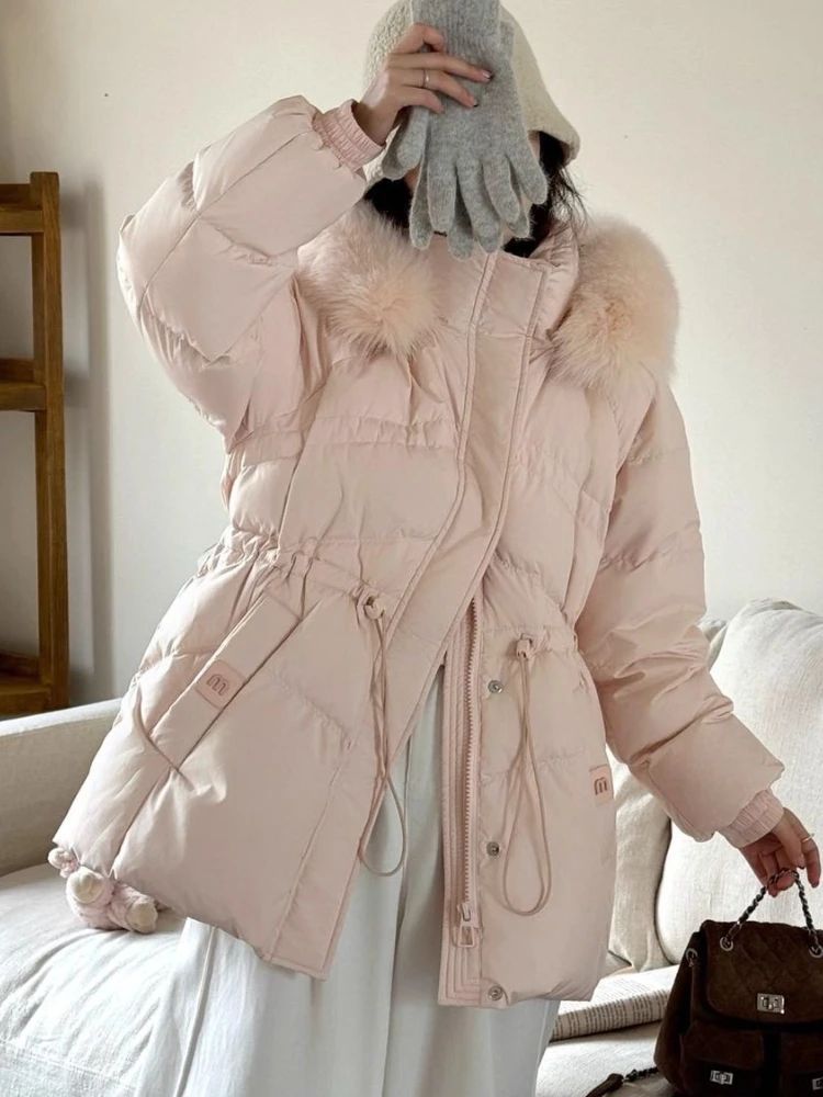 Grande vraie fourrure de renard col doudoune hiver à capuche épais porter Parkas femmes mode mince 90% blanc canard bouffant manteau vêtements d'extérieur
