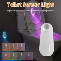 Lampada da toilette con sensore di movimento Ricaricabile 8 colori Retroilluminazione Luce notturna a LED per camera da letto Corridoio Scale Bagno Toilette Luce