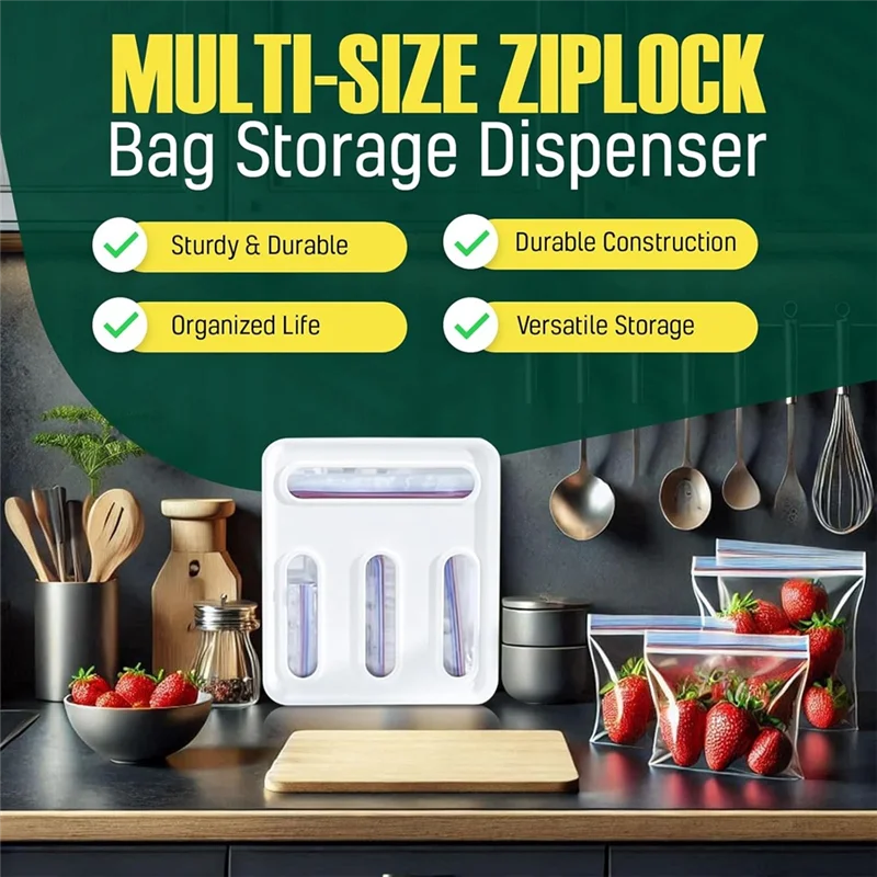 

Hot Sale-Plastic 4 Slot Sandwich Bag Organizer For Kitchen Storage, Baggie Organizer For Drawer With Labels Included