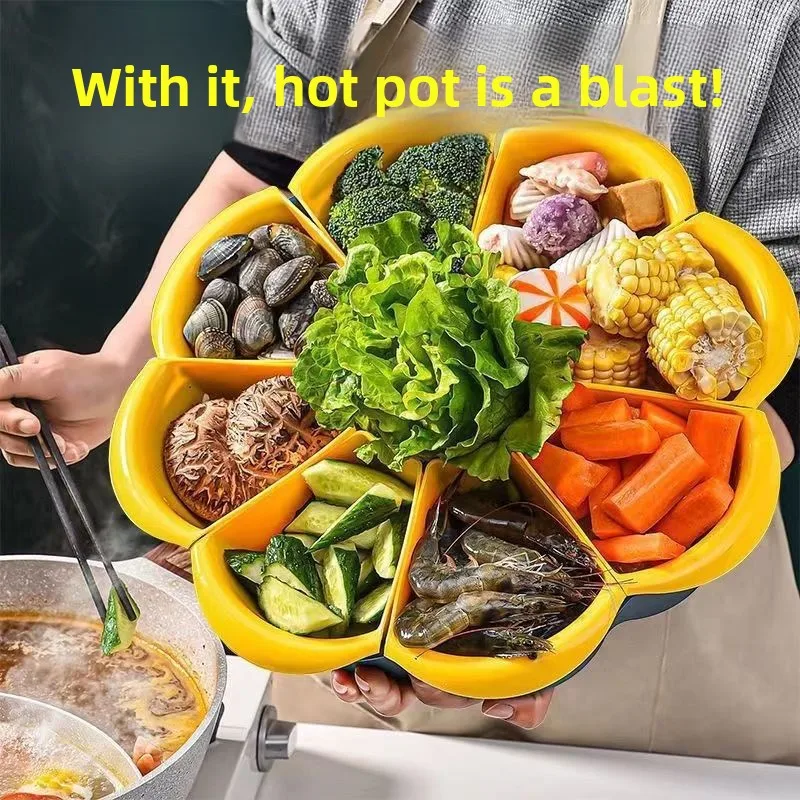 

Rotating Draining Hot Pot Side Dish Plate, Fruit Platter, Snack Plate, Dried Fruit Plate and Other Household Kitchen Accessories