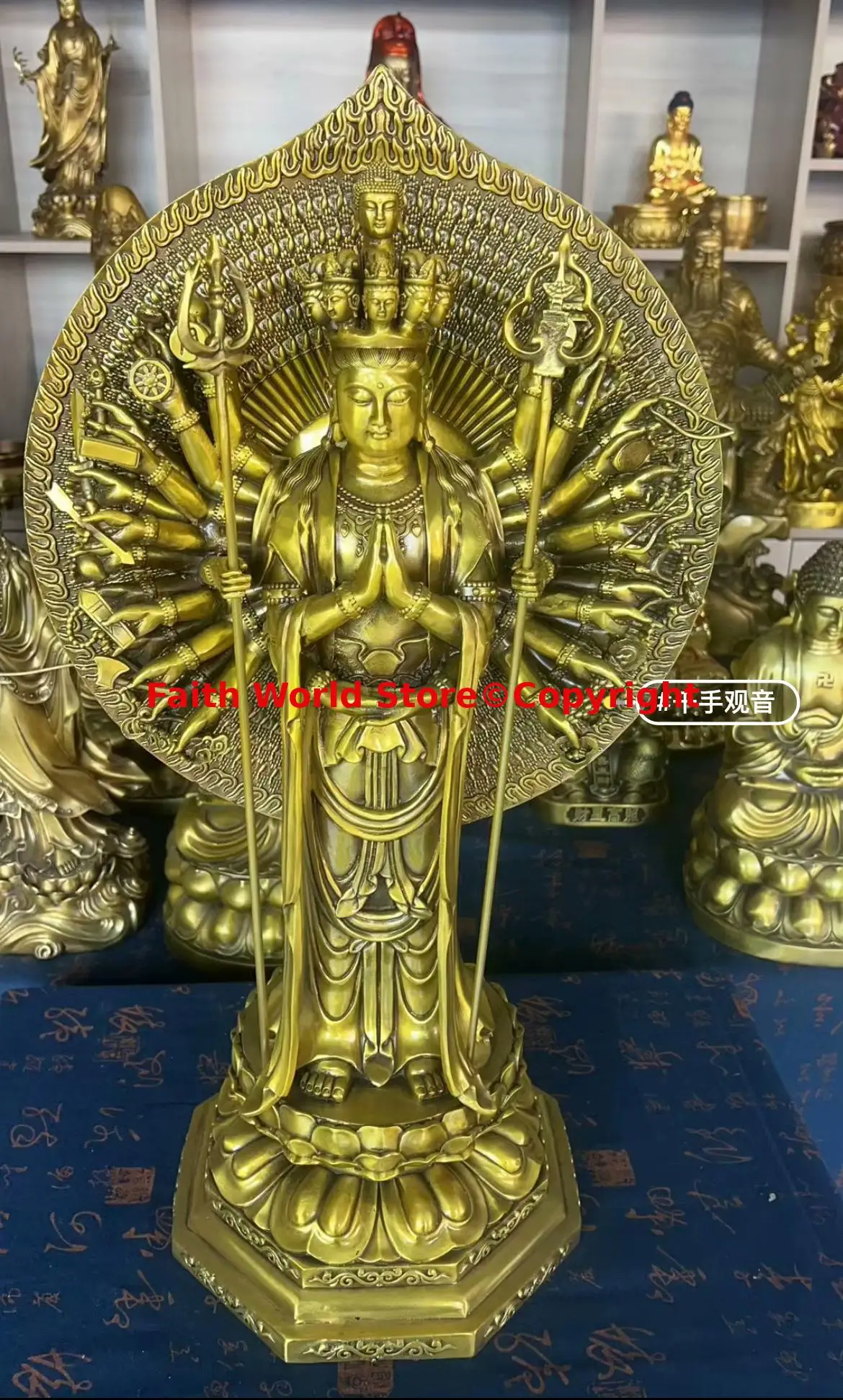 Asia Taoist Buddhism figure of the Buddha Thousand-hand Bodhisattva Guanyin Buddha exorcise evil spirits demons Town house 68cm