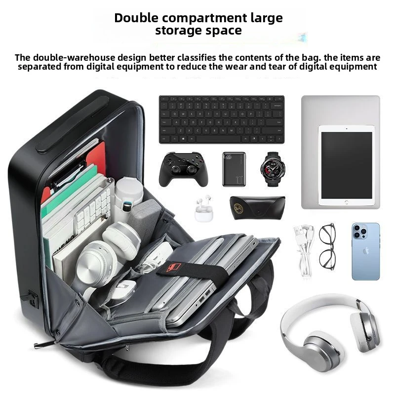 BackpackABSHard Shell Backpack Men's Fashion Cool Computer Business Office Waterproof Business Tripbackpack