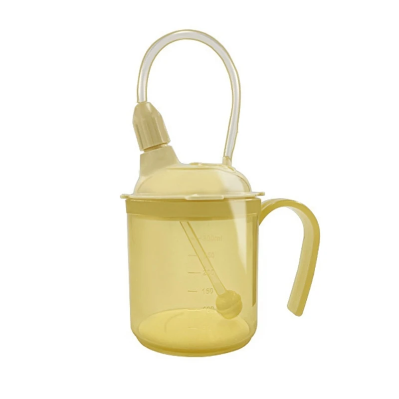 300ml Adult Sippy Cup with Straw for Liquids Water for Disabled Elderly Bedridden Patients Spillproof Drinking Aids