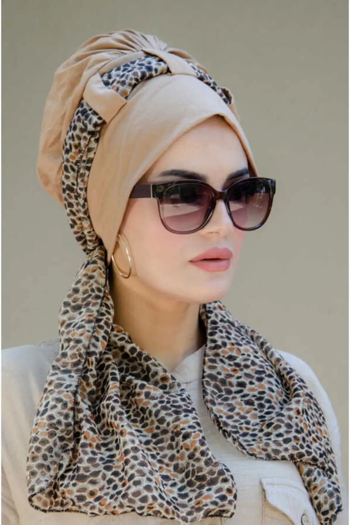 Women Hijab, Hijab Cap, Muslim Fashion, Leopard Pattern, Bone, Beige Coffee Scarf Bone, عمامة, دستار, روسری,