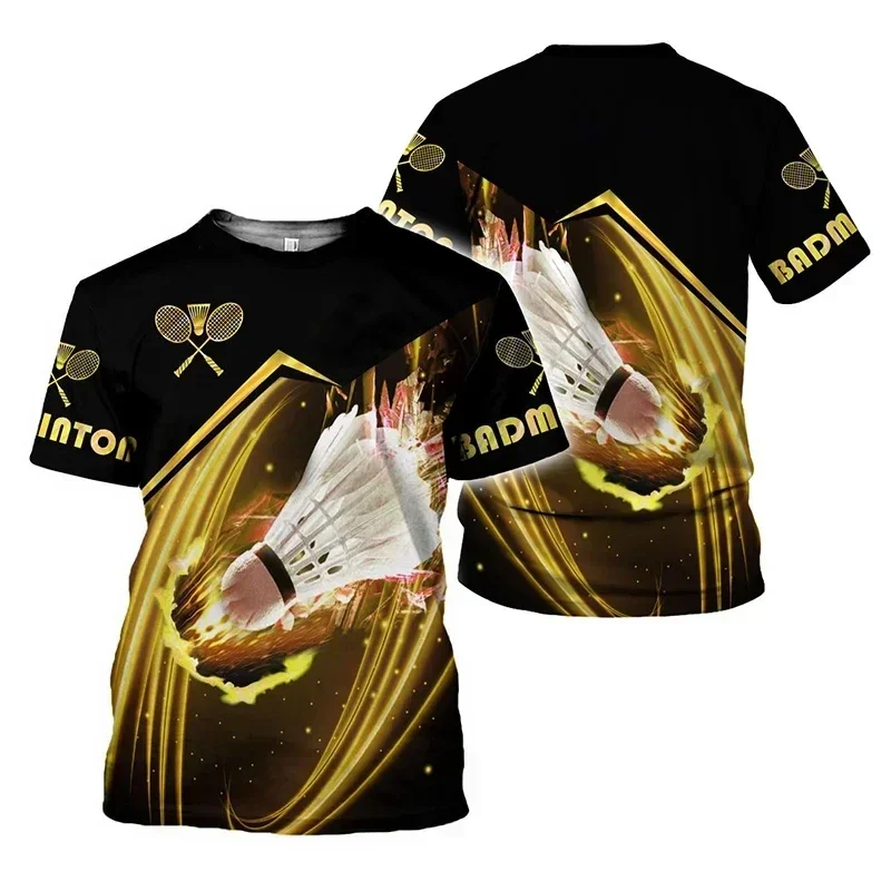 Mens T Shirt Gym 3D Indoor And Outdoor Sports Badminton Print T-Shirts Fashion Sportswear Unisex Daily Fitness Streetwear Tops