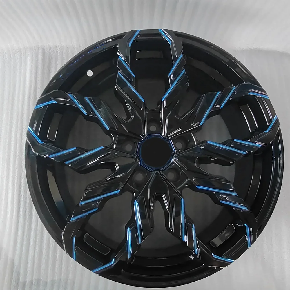 Offroad Wheel Rims 18 Inch Offset 35 Passenger Car WheelsBlack With Blue 5x114.3 Aluminum Alloy Wheels , 100% tested well