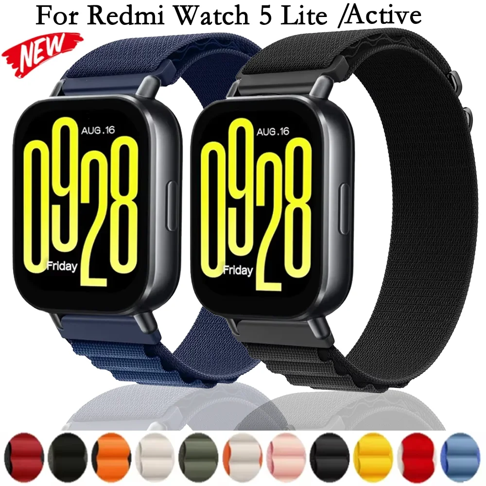 22mm Sports Alpine Nylon Loop Strap for Redmi Watch 5 Lite Breathable Bracelet Wristband Redmi Watch 5 Active Correa Accessories