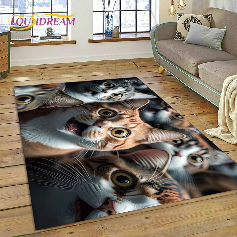 3D Persian Cat,Cute Calico Cat,Ragdoll Cartoon Rug Carpet for Living Room Bedroom Home Decor,Non-slip for Sofa  Doormat Gift Kid