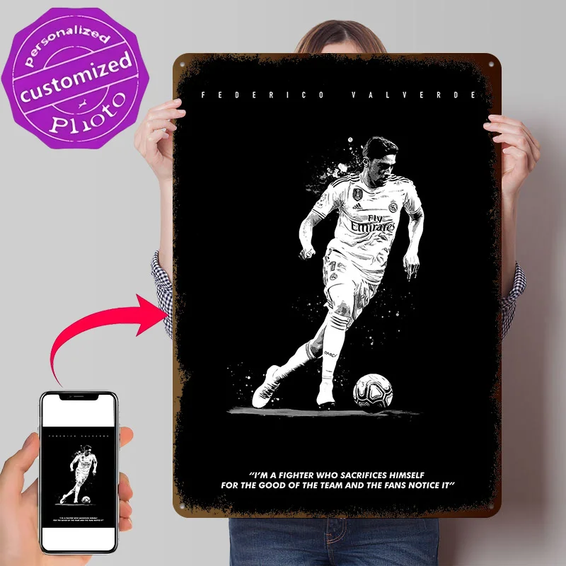 FEDERICO VALVERDE 3D Texture Metal Poster Customized Wall Art Tin Sign Gift for Mancave Decoration Home Decor Items Funny Signs