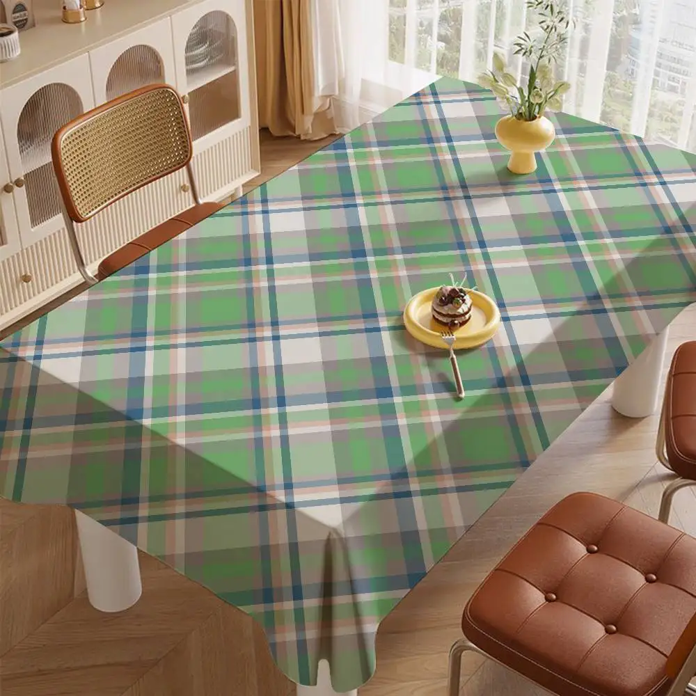Tartan Print Durable Rectangle Tablecloth - Scratch-Resistant For Restaurants, Cafés & Service