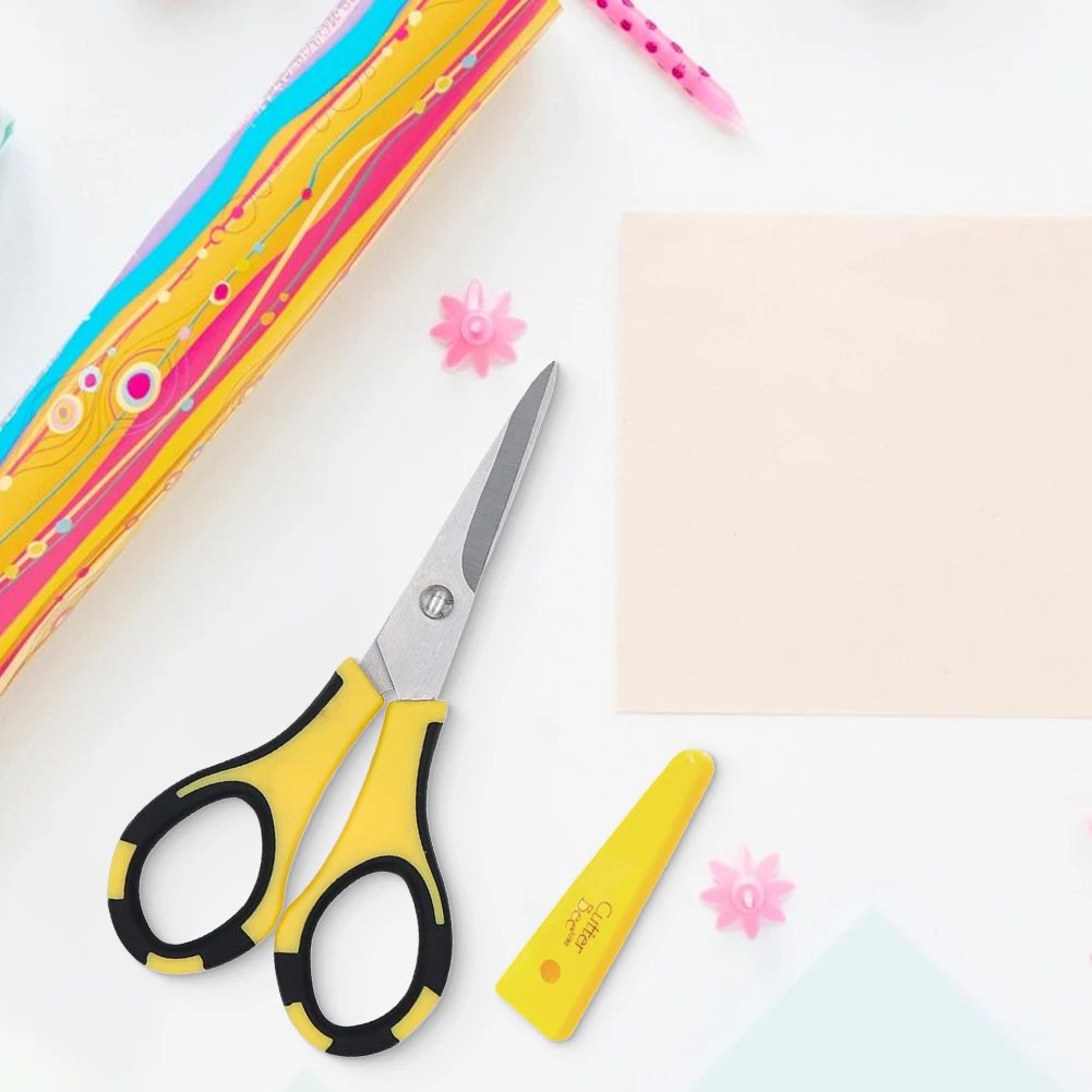 安全カバー付きの小さなクラフト精密はさみ、省力化、紙の切断、学生、カード作成、人間工学に基づいた、オフィス、子供、大人