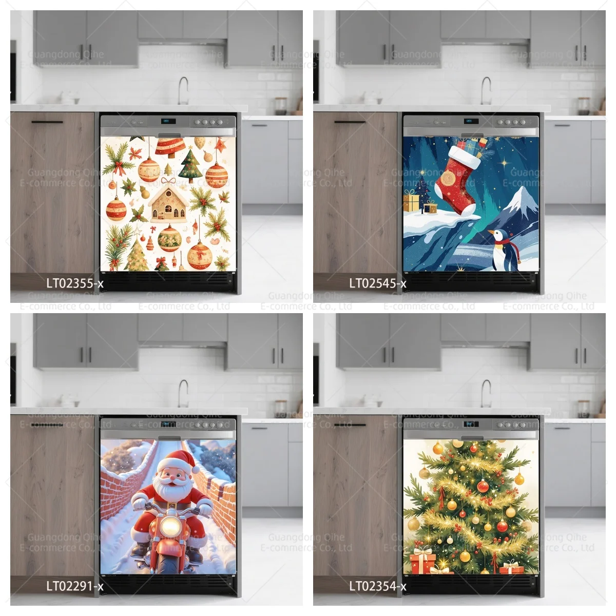 Santa Claus & Christmas Tree 3D Vinyl Stickers - Waterproof, Removable Home Decor for Walls & Cabinets