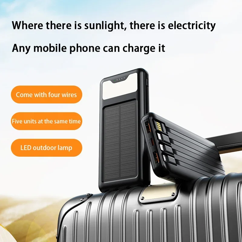 VIVO 200000mAh بنك الطاقة الشمسية سعة فائقة USB 4 in1 شحن سريع للغاية USB نوع C LED ضوء بنك الطاقة في الهواء الطلق آيفون #3
