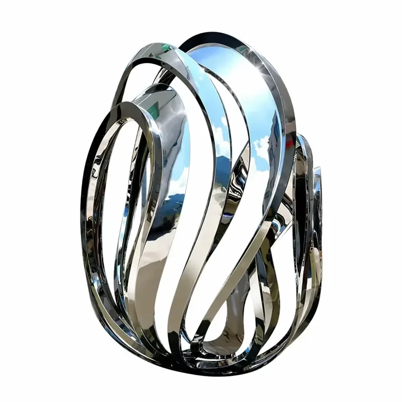 Modern Abstract Hollow Stainless Steel Sculpture Polished Metal Art Statue for Outdoor Garden Landscape Decoration Square