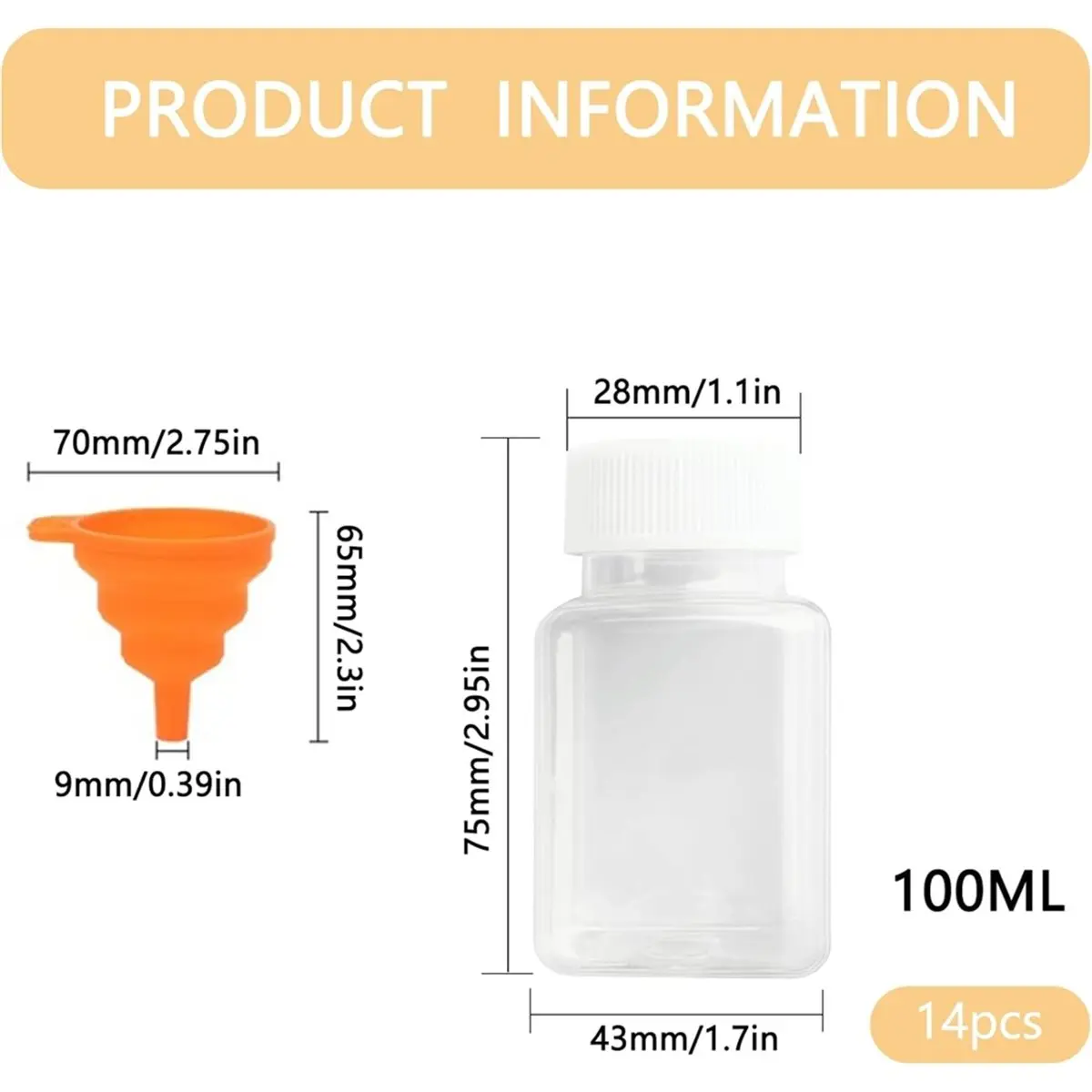 A24I 15pcs 100 Ml Small Plastic Bottles for Filling Transparent with Lid, Empty Shot Bottles, for Juice Water Smoothie Bottle