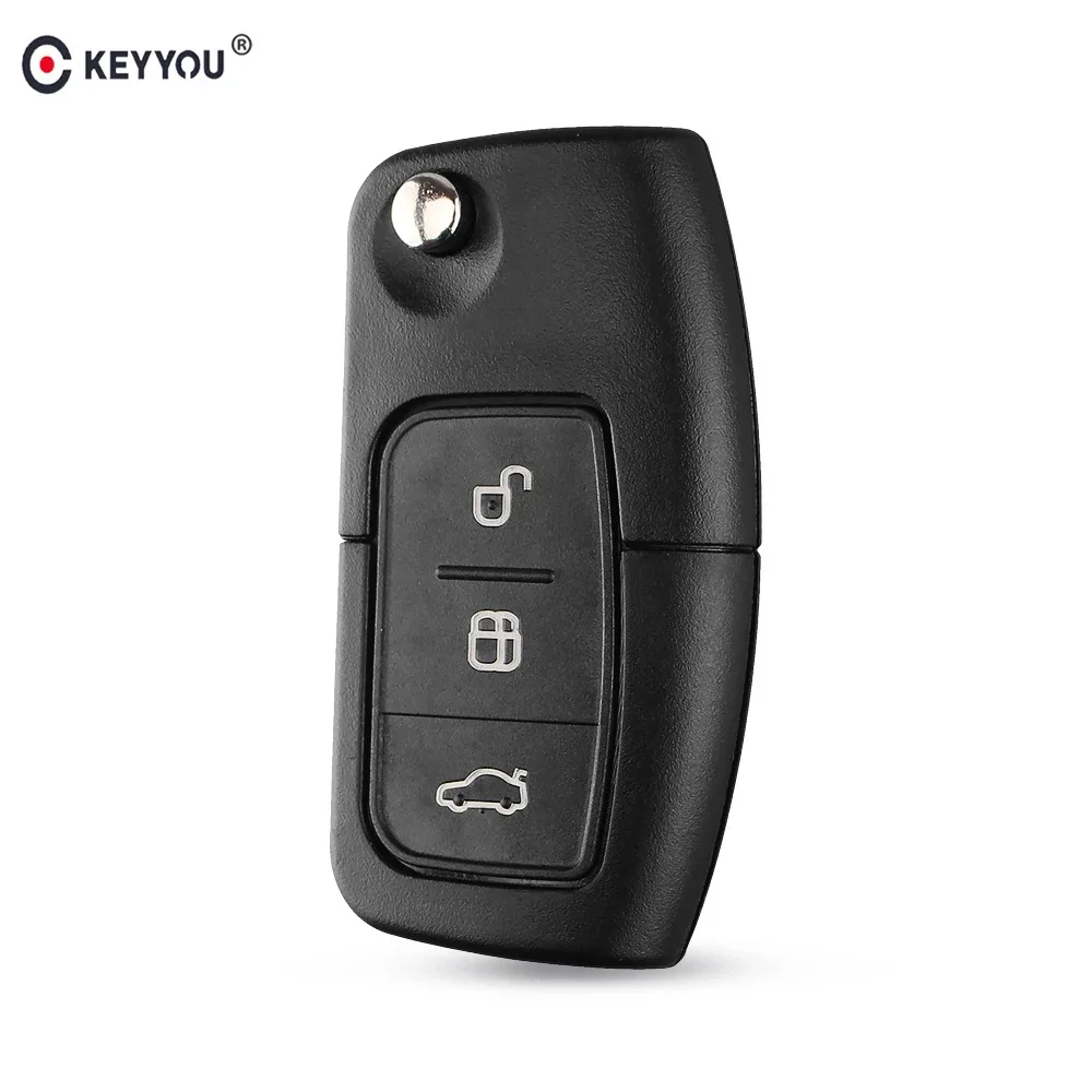 KEYYOU Für Ford Focus Fiesta C-Max Ka Klappbarer, ungeschnittener Autoschlüsselrohling, Fernbedienungsgehäuse mit 3 Tasten, Autoschlüsselhülle – Detail 3