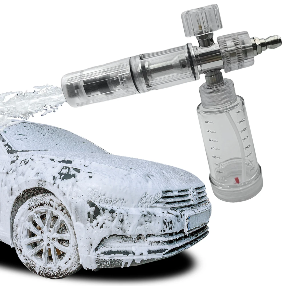 100ml Pressure Washer Gun Adjustable 4500PSI Water Foam Pot with 1/4 Inch Quick Connector Foam Spray Pot Car Wash Accessories