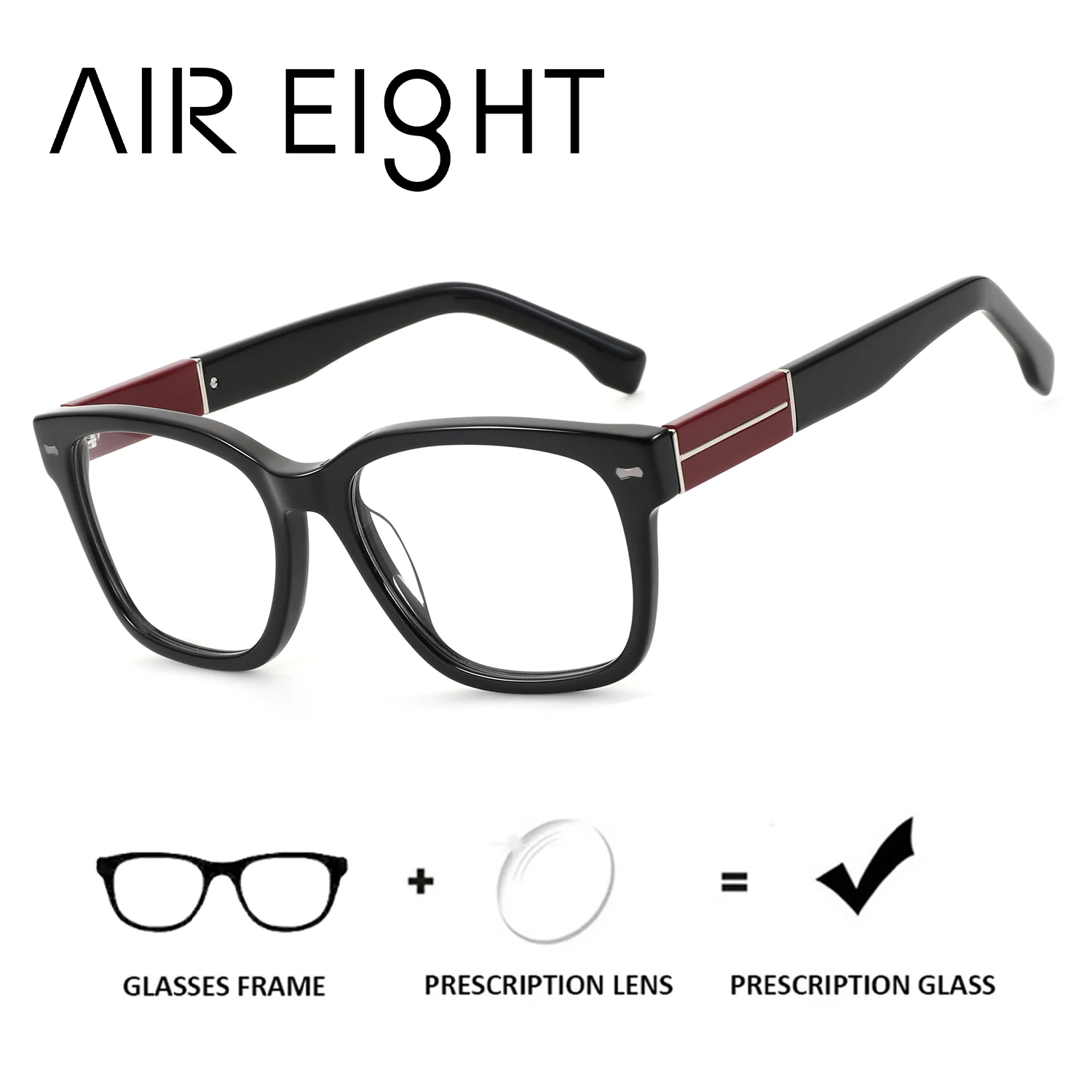 AIR EIGHT Acetate Square Prescription Glasses For Men Women Progressive Lenses For Myopia Blue Light Blocking