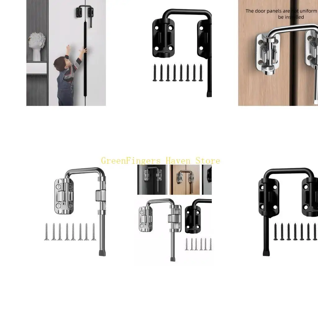 F68D Sliding Door Security Bolts Premium Stainless Steel Black Matte Rustproof for Residential Commercial