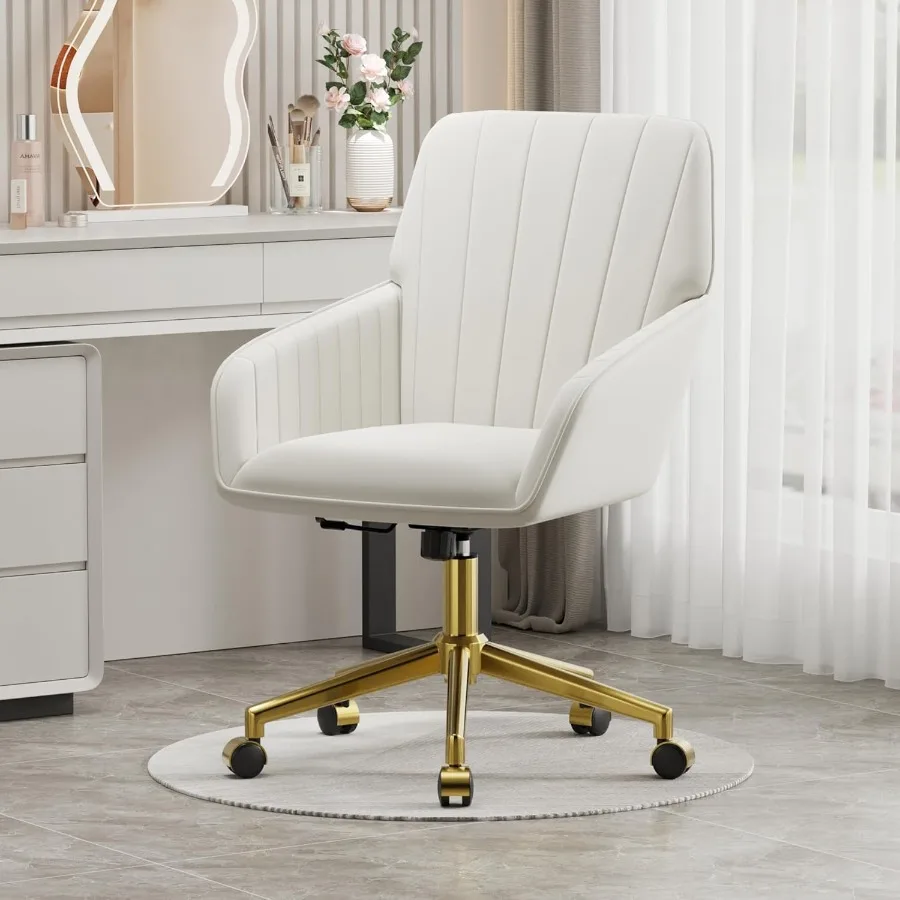 كرسي مكتب منزلي مخملي حديث قابل للتعديل بارتفاع مع قاعدة ذهبية وتنجيد معنقدة كرسي مكتب دوار 360 درجة بعجلات #6