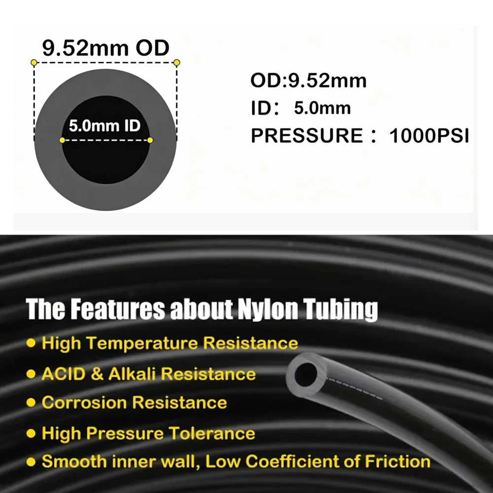 3/8 Zoll 9,52*5,0mm Hochdruck 1000PSI Nylon-Schlauch Nebelmaschinen-Rohr Landwirtschaftlicher Wasserschlauch 5/10/20M – Detail 4