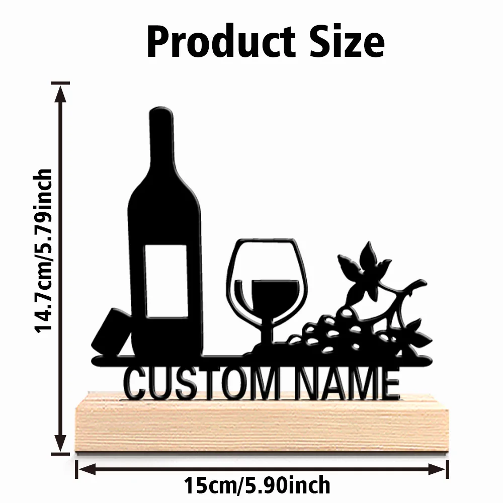 1pc Fun Personalized Custom Red Wine Metal Statues Edgar Allan Poe-Inspired Decor with Wooden Base, Perfect for Halloween