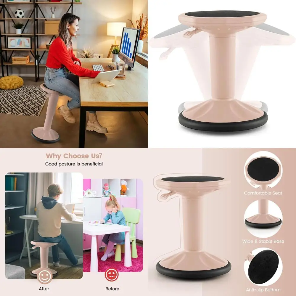 

Регулируемый стул-качалка на 24 колесиках, персиково-розовый, для активного обучения в классах, школах и офисах