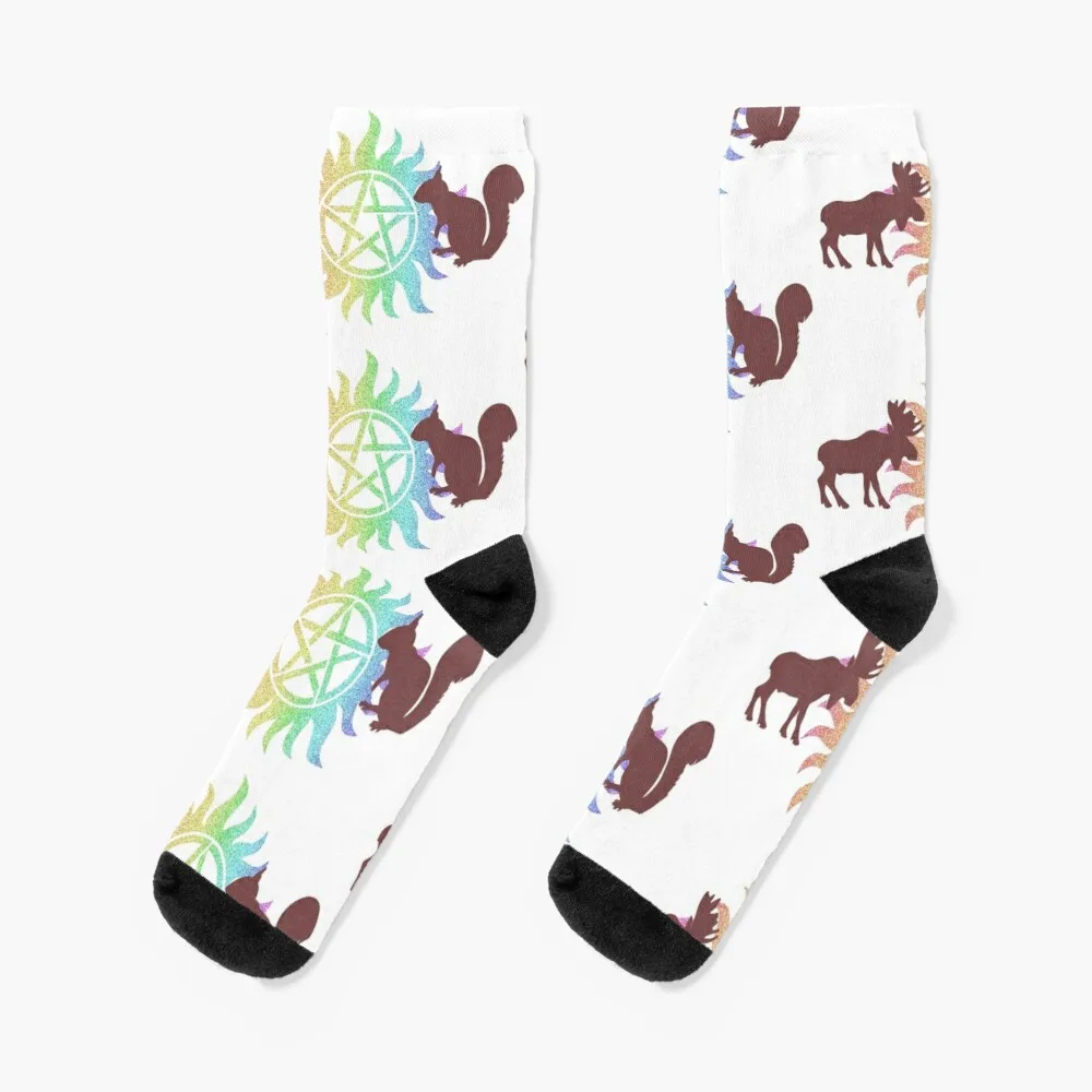 

Moose and Squirrel w/Rainbow Anti possession Symbol Socks Crazy Socks