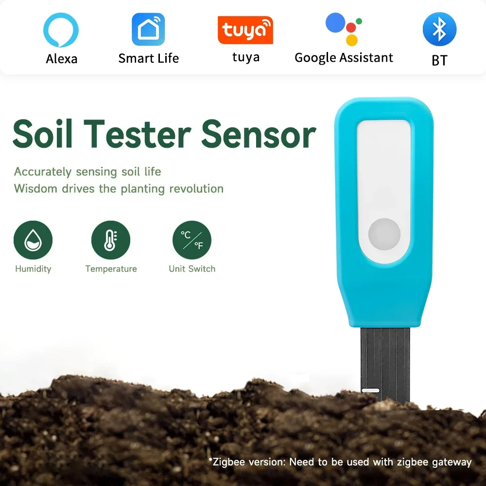 Tuya bluetooth testador de solo temperatura detector umidade vida inteligente jardim automatizado irrigação detector com alexa google casa
