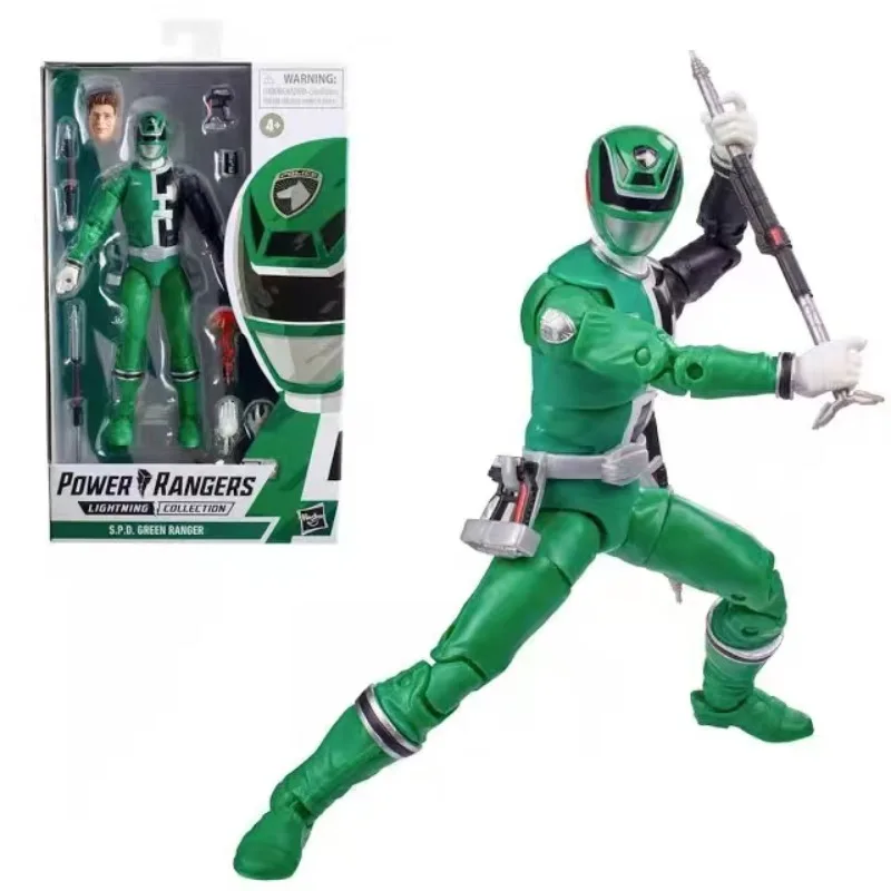 مجموعة هاسبرو باور رينجرز لايتنينج الأصلية S.P.D. نموذج مجموعة ألعاب الرسوم المتحركة Green Ranger مقاس 6 بوصات