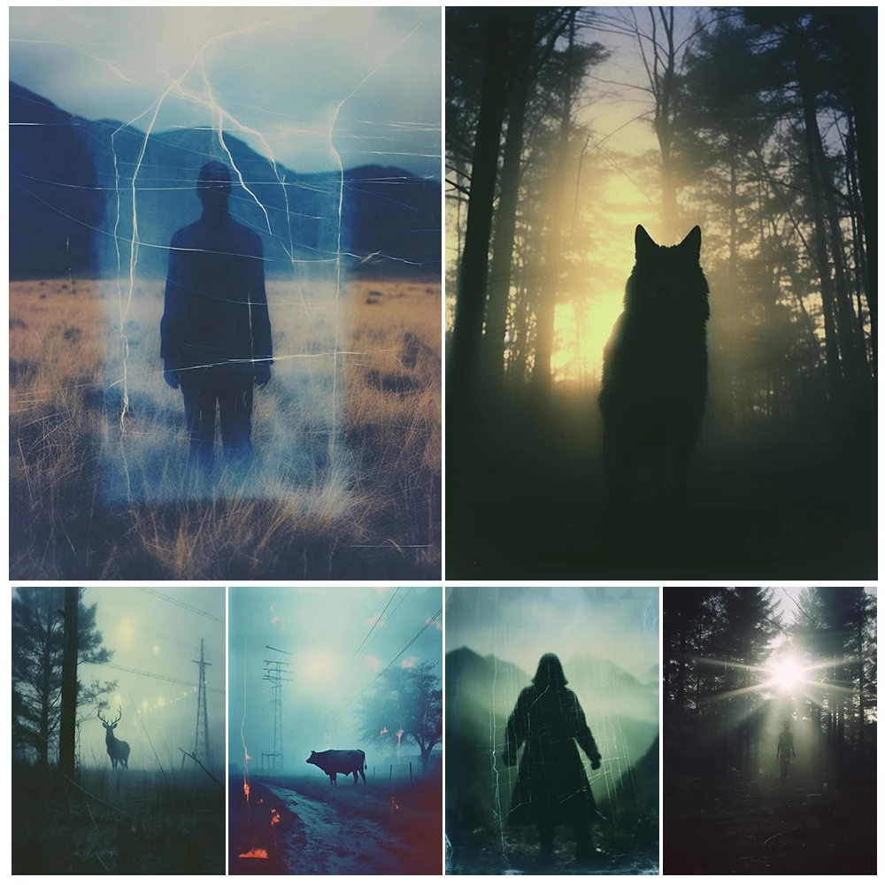 Mysterious Creatures Roaming The Wild Vintage Wall Art Canvas Painting Surreal Horror Fantasy Art Poster Print Home Decoration
