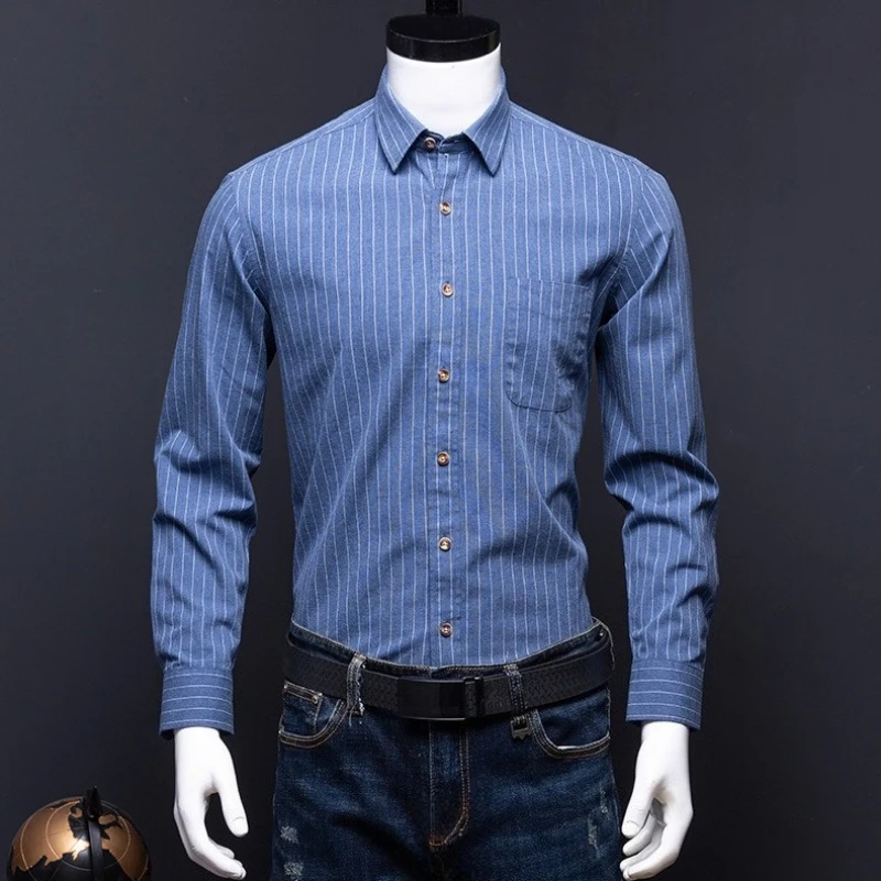 Pure Cotton Men's Plaid Shirt Long Sleeve Regular Fit Men Casual Oversized Shirt Leisure Autumn Male Blouse New Plus Size