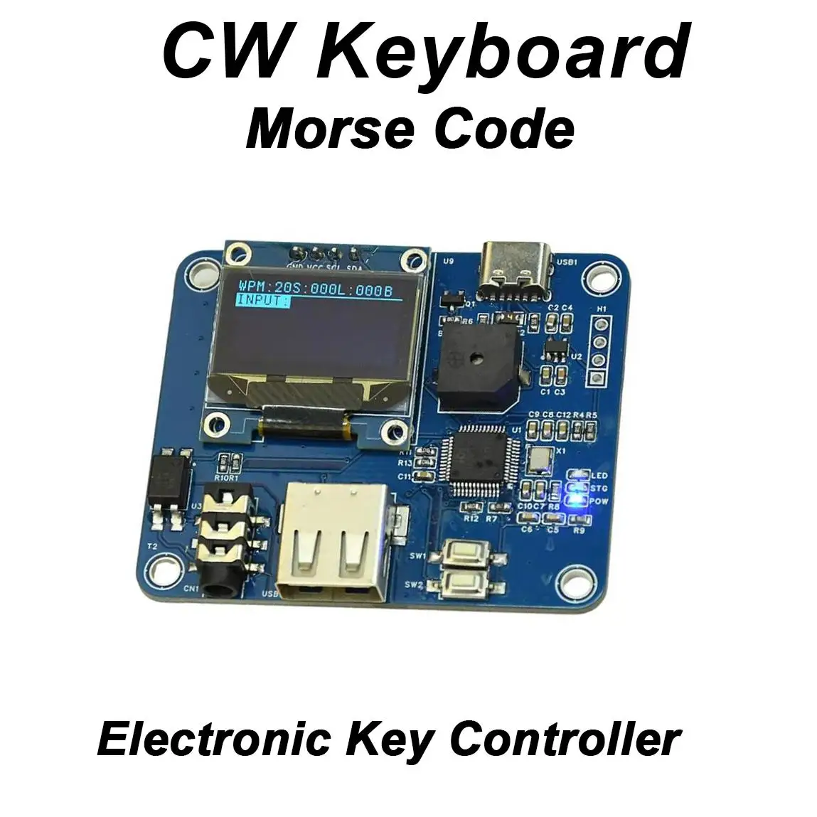 CW Keyboard Electronic Key Controller OLED Display Amateur Radio Signal CW Morse Code Electronic Keyer Trainer Practice QWERTY
