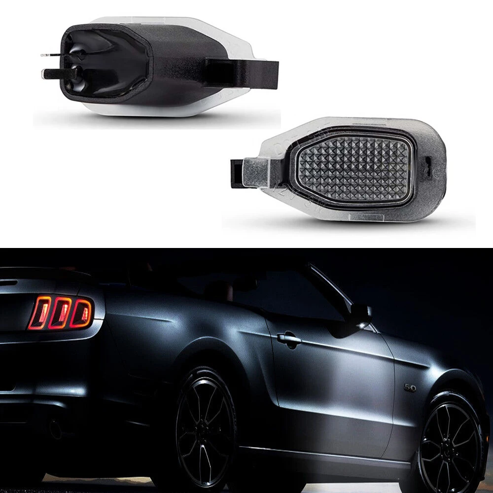 LED Side Rearview Mirror Puddle Lights Lamps Assembly Pair Set For 2013 2014 Ford Mustang OEM DR3Z-13B375-B