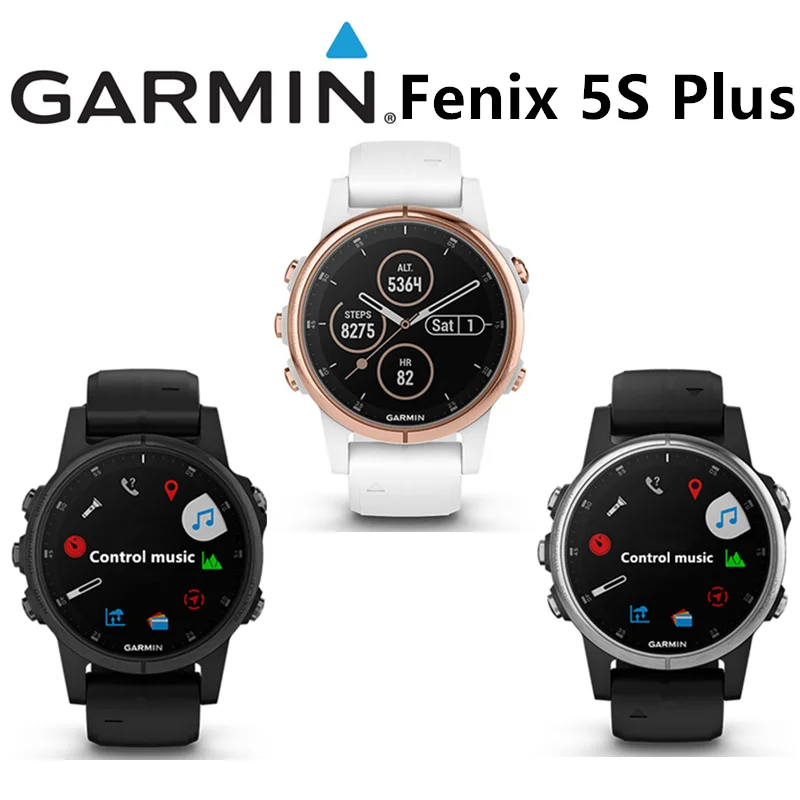 Original Garmin Fenix 5S Plus GPS Outdoor Wrist Optical Heart Rate Watch 95% New Support for Music Playback