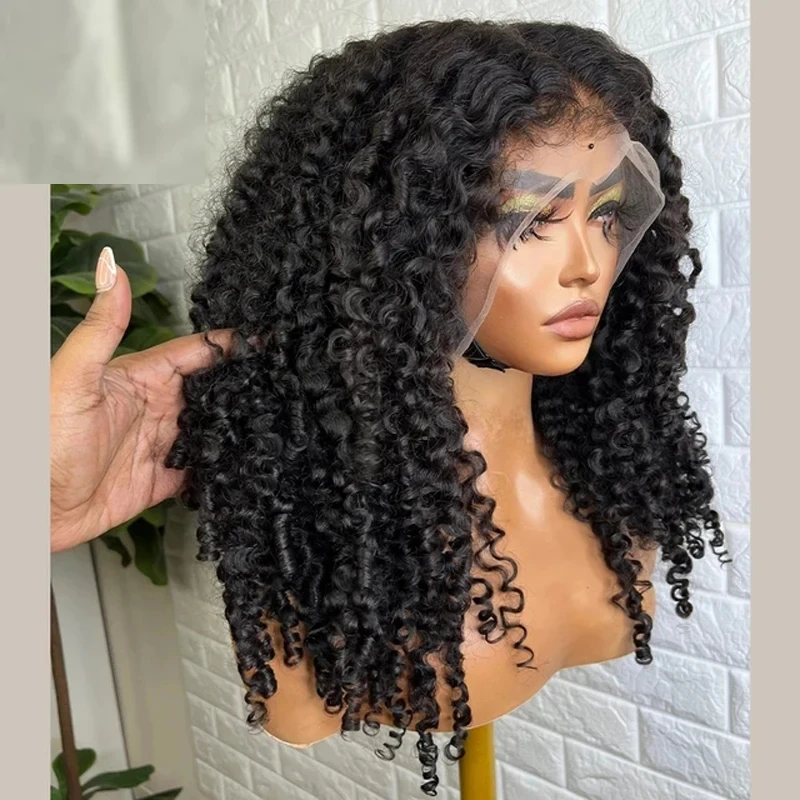 26inch 13X4 Synthetic Hair Lace Front Wigs For Black Women Pre Plucked With Baby Hair Lace Frontal Wigs Deep Curly Black Wig