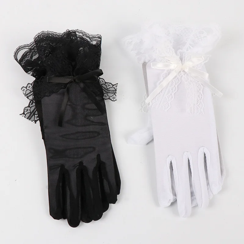 Gloves Lace Mesh Elastic Thin Breathable Black Sexy Bridal Wedding Dress Halloween Stage Costume Women Accessory