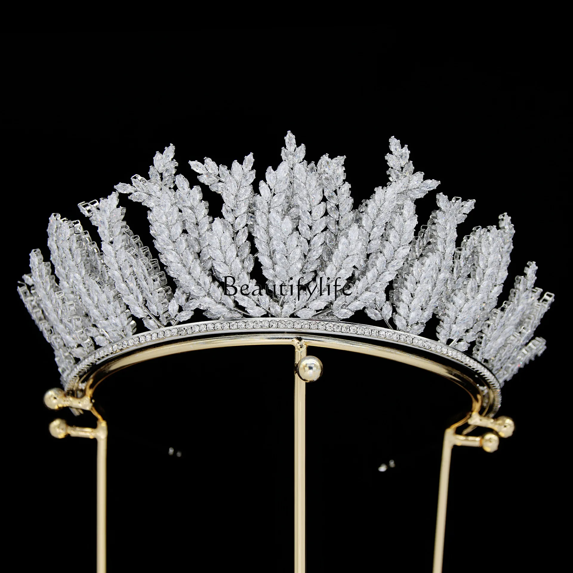 

European and American zircon bridal crown headgear metal electroplating Korean wedding hair accessories with diamonds