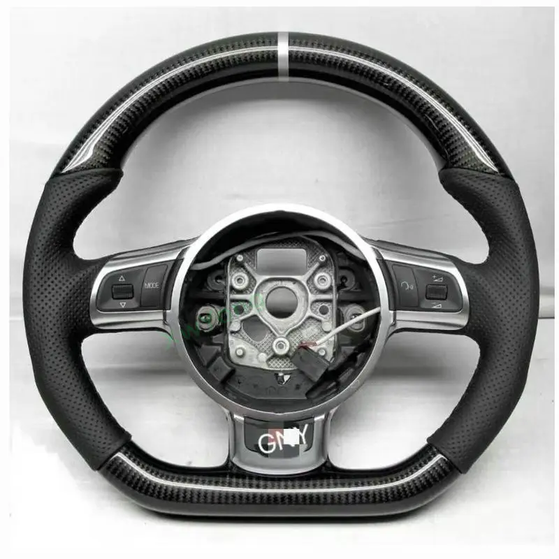 100% Real Carbon Fiber / Forged Carbon Leather Car Steering Wheel For Audi TT R8 A38P