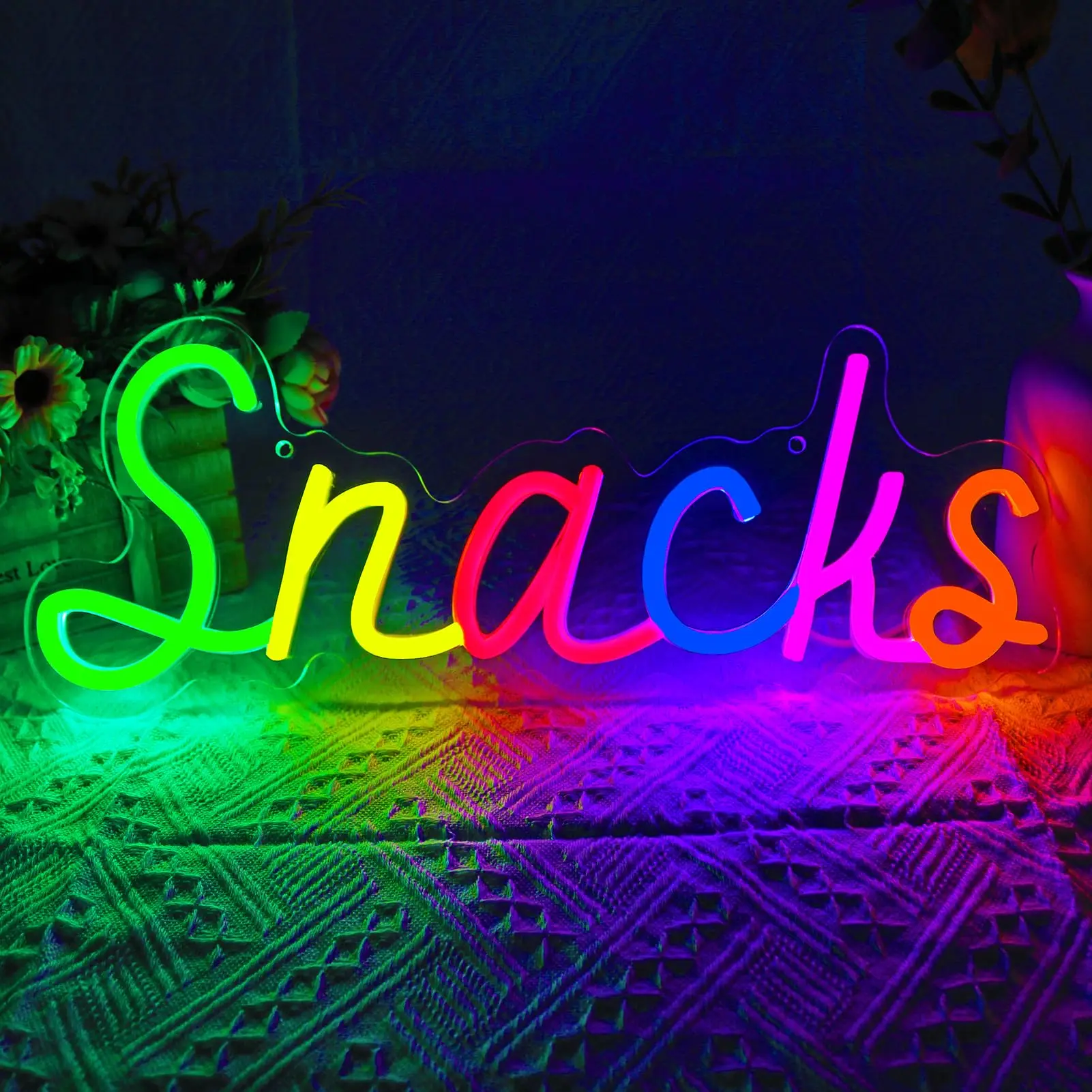 

Snacks Neon Sign, Snack Bar Sign for Wall Decor, Candy Shop Movie Theater Decor, Dimmable USB Powered