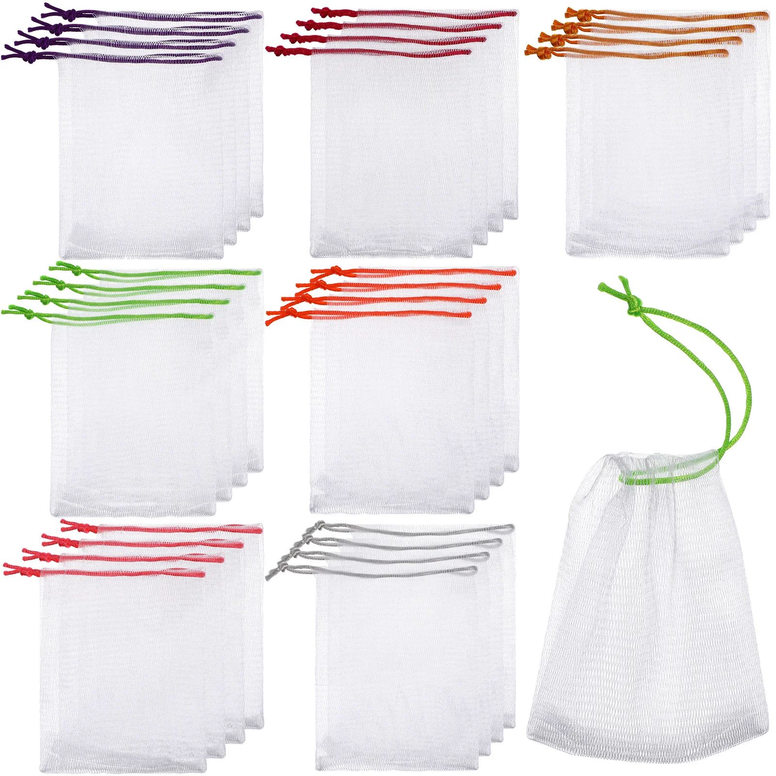 

40 шт. мешочков для мыла с завязками, из тонкой сетчатой нейлоновой ткани, для мытья тела, экономии мыла, для душа, для мытья посуды